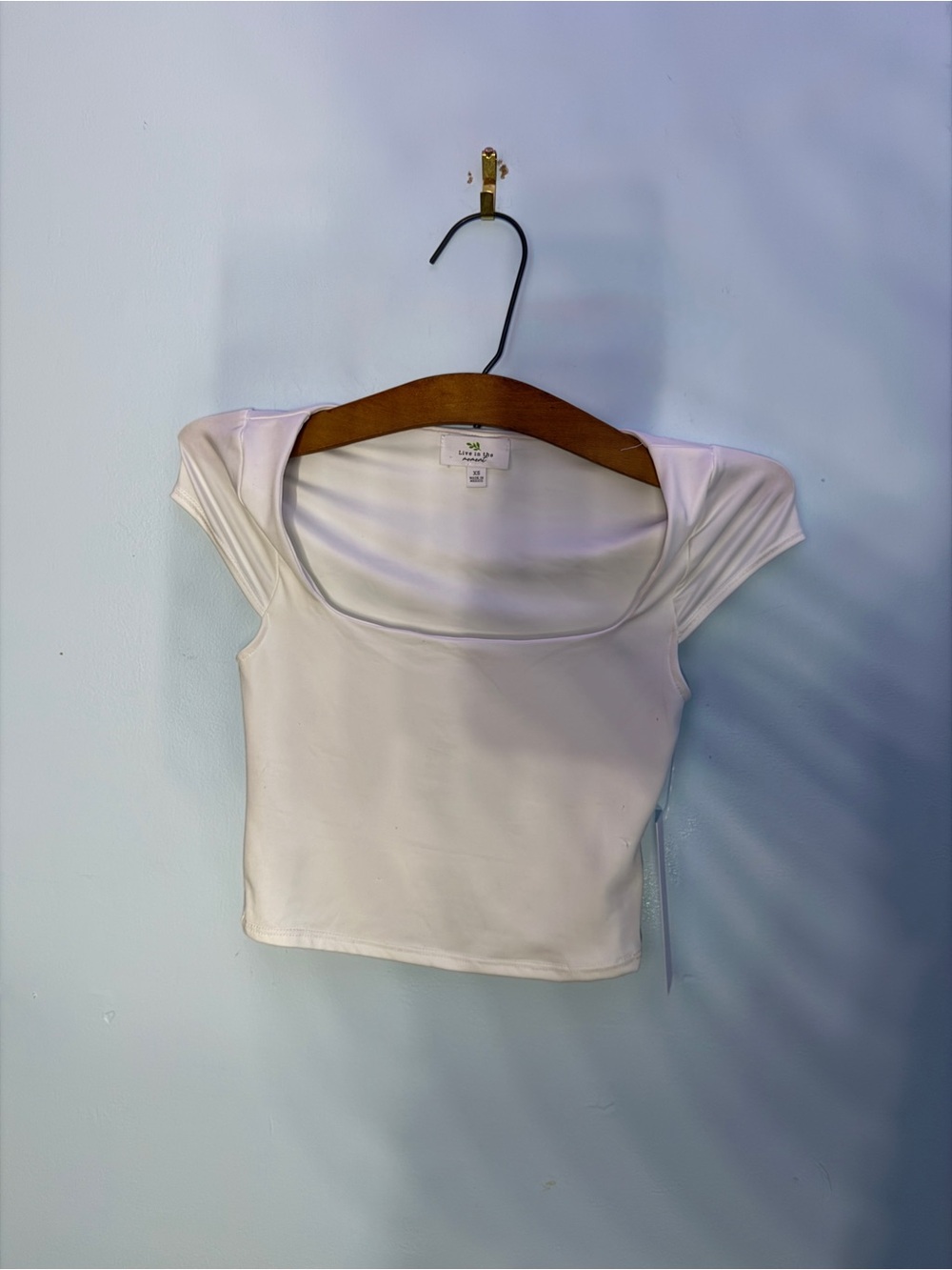 Square-Neck Crop Tee in White - Women's Short Sleeve XS
